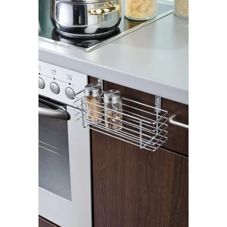 WENKO Einhängekorb Slim, Organizer zum Einhängen an Schublade oder Schranktür, platzsparende Aufbewahrung, geeignet für Badezimmer und Küche, ohne Bohren, aus verchromten Metall, 24 x 11,5 x 10 cm – Bild 3