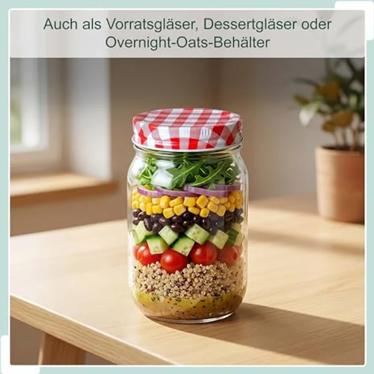relaxdays Einmachglas Set 400 ml, 25er Pack, Twist-Off-Deckel, rot-weiß kariert, luftdicht, für Marmelade und Kompott – Bild 7