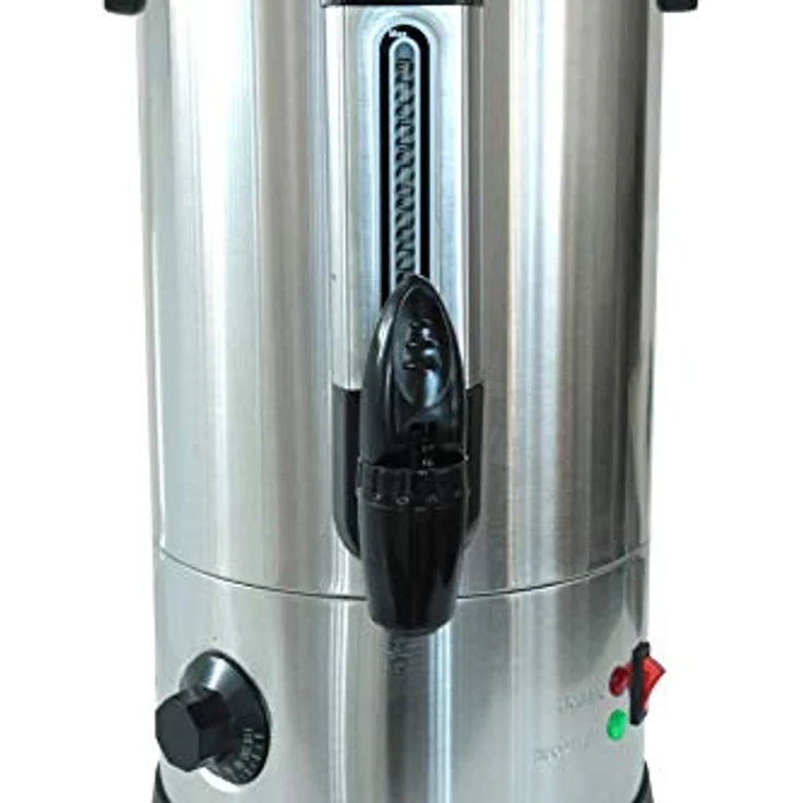 Deski Glühweintopf 8 Liter, Edelstahl Heißgetränkespender mit Temperaturregelung und Auslasshahn, Silber – Bild 6