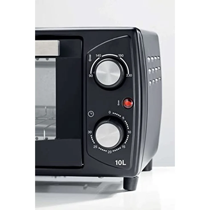 Ariete Elektrobackofen 3920, 1000W, 10L Fassungsvermögen, Timer 30 Minuten, Max. Temperatur 230°C, Doppelglas, Rost aus Edelstahl, Schwarz – Bild 2