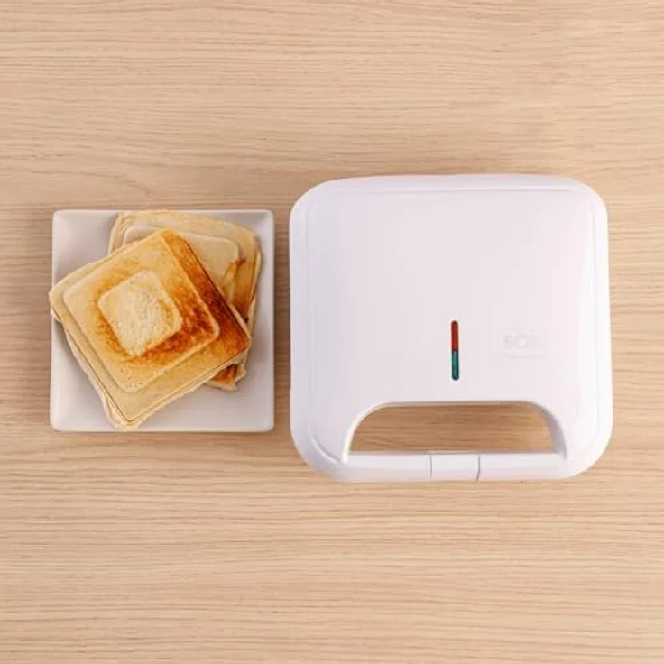 Solac Sandwichmaker SD5054, Kontaktgrill mit 750 W Leistung und antihaftbeschichteten Platten, Weiß – Bild 7