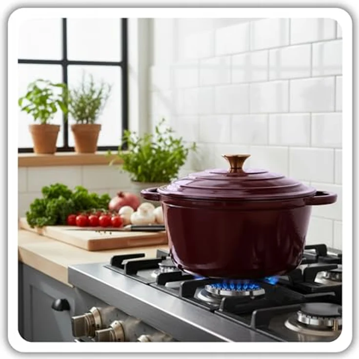 Torvon Bräter Gusseisen-Topf emailliert 22 cm, Farbe Aubergine, ideal für Ofen und Herd – Bild 5
