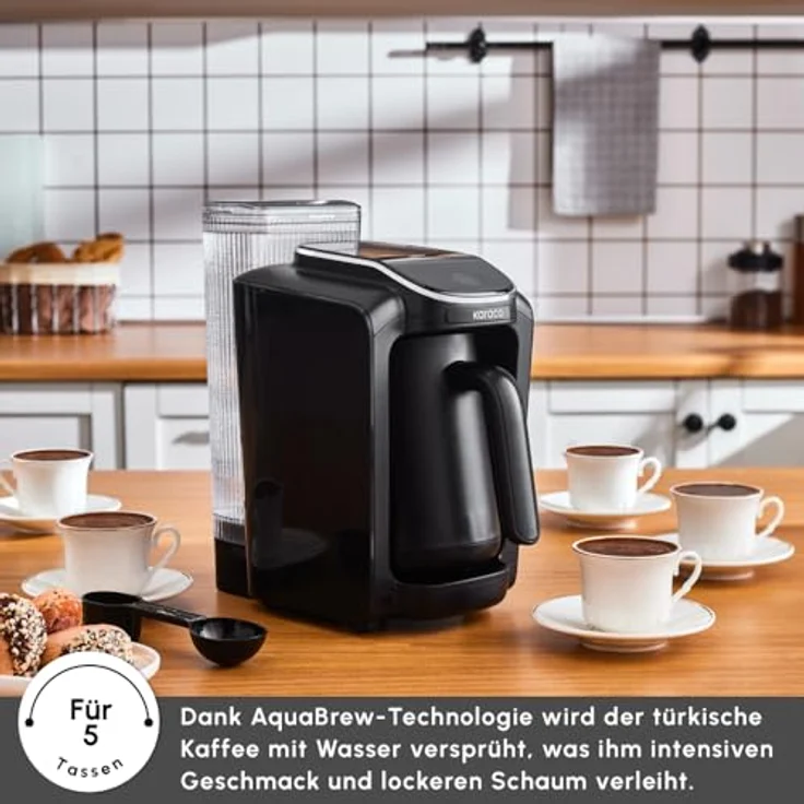Karaca Hatır Aqua, Automatische Türkische Kaffeemaschine mit Wassertank, 735 W, 5 Tassen Kapazität, Schwarz – Bild 5