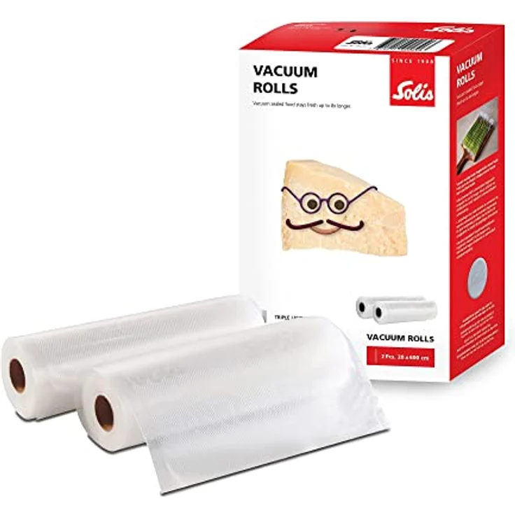 Solis 92251 Folienrolle 20x600cm, 2er Pack, Tiefkühlen,Vakuumgaren, Individuell Zuschneiden, wiederverwendbar, transparent – Bild 2