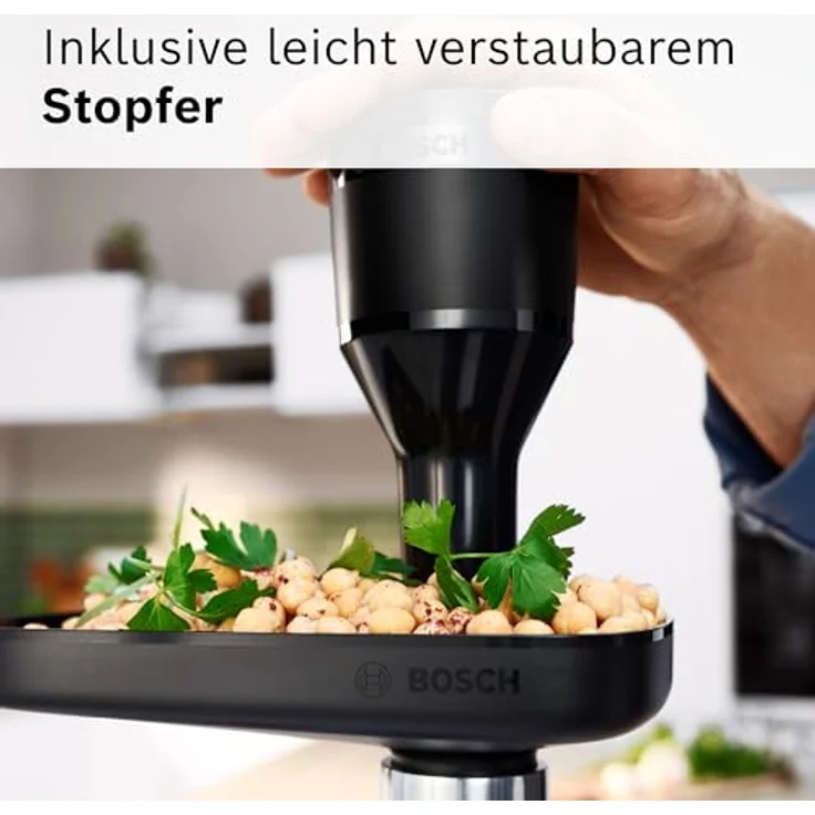 BOSCH Fleischwolf Serie 6 MFWS682B, 3,5kg/Min., Zitruspresse, Raspel, Wurststopfer, 500 W, 2 Lochscheiben (3&8mm), 10 J Motorgarantie, Planetengetriebe, schwarz – Bild 17