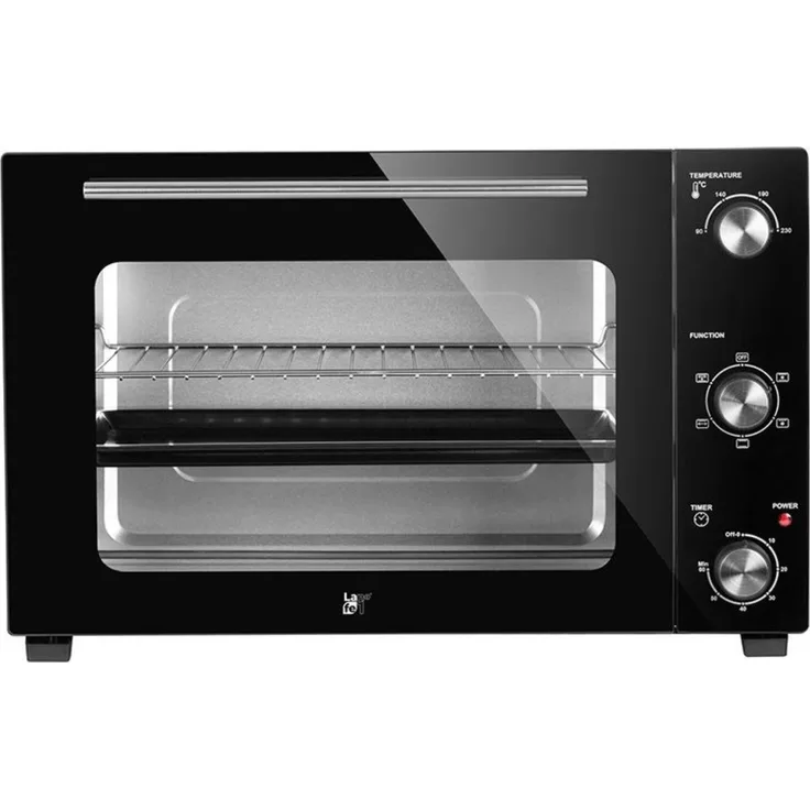 Lafe LAFPIE46772, 48l Elektro-Backofen mit 1800 Watt, Heißluftbeheizung und Grillrost, schwarz
