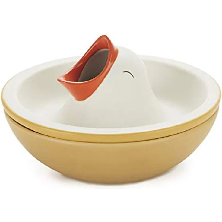 Balvi Snackschale Hungry Bird, 10,5 x 16 cm Keramik, weiß/beige mit Innenfach für Nussschalen und Olivenkerne