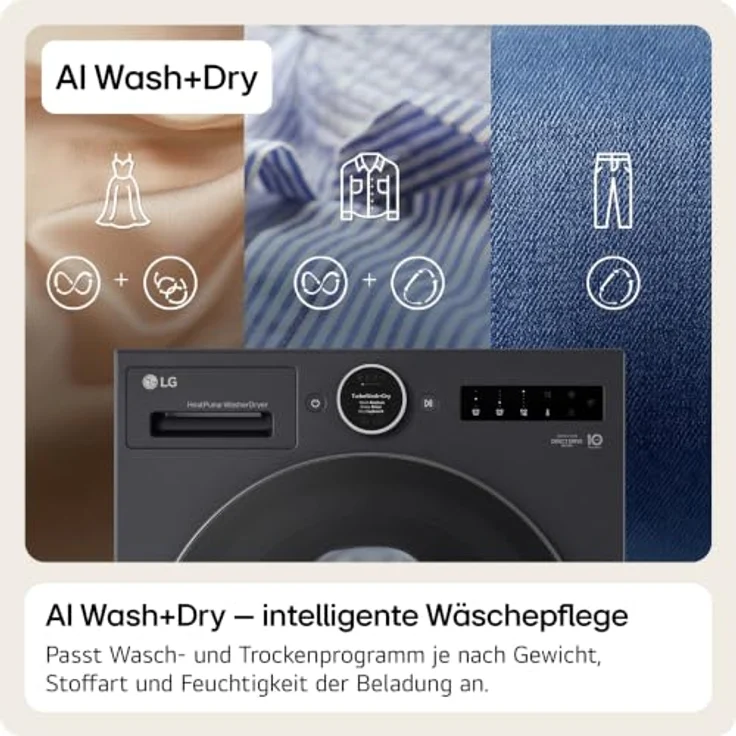 LG HPWD116BA X-Serie Waschtrockner, 11 kg Wasch- und 6 kg Trocknungskapazität, 1350 U/Min., schwarz, mit AI Wash+Dry und TurboWash+Dry Technologie – Bild 4