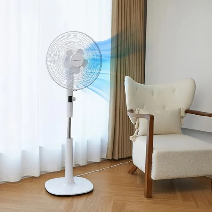 AmazonBasics Oszillierender Dual-5-Blatt-Standventilator, digital, 12 Geschwindigkeiten, mit Fernbedienung – Bild 8