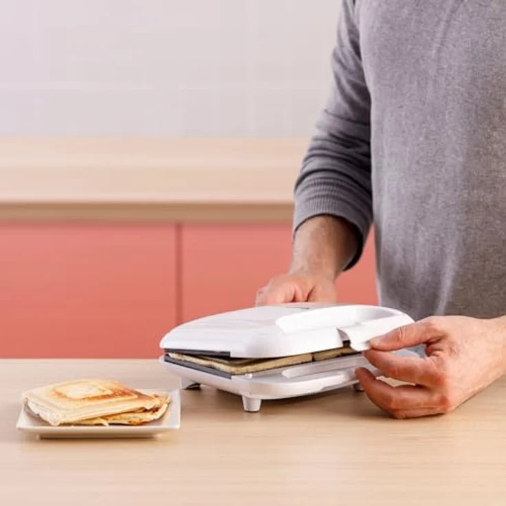 Solac Sandwichmaker SD5054, Kontaktgrill mit 750 W Leistung und antihaftbeschichteten Platten, Weiß – Bild 5