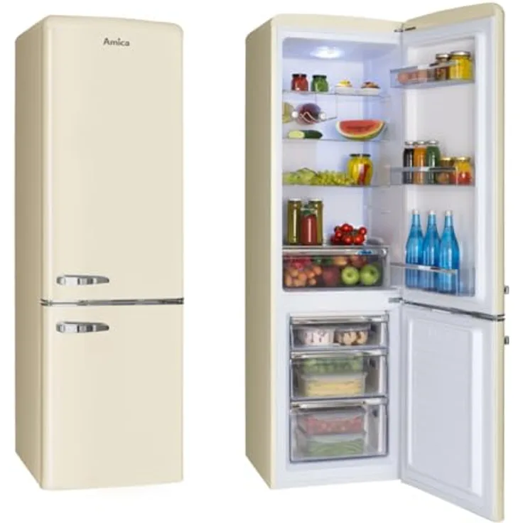 Amica Retro Kühl-Gefrierkombination 244 L EEK C freistehend 55cm breit (Beige)