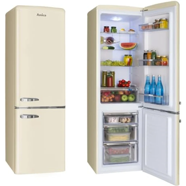 Amica Retro Kühl-Gefrierkombination 244 L EEK C freistehend 55cm breit (Beige) – Bild 1