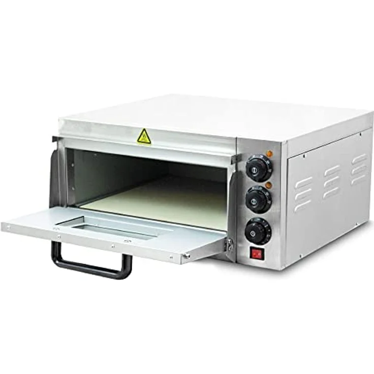 Bituxx Elektrischer Pizzaofen MS-18167, 2000 Watt, Silber, mit Steinplatte und getrennte Temperatureinstellung – Bild 2