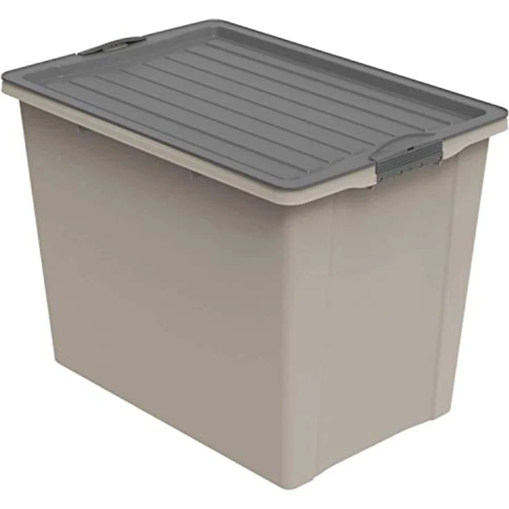 Rotho Compact Aufbewahrungsbox 70l mit Deckel und Rollen, Kunststoff (PP recycelt) BPA-frei, cappuccino/anthrazit, A3/70 Liter (57,0 x 39,5 x 43,5 cm) – Bild 1