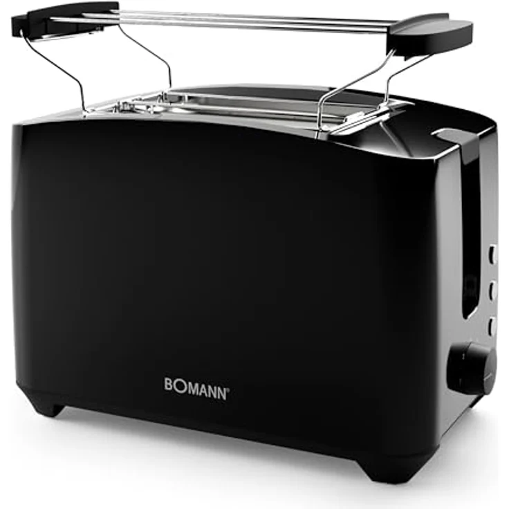 Bomann® Toaster 2 Toastschlitze | Toaster mit Brötchenaufsatz | Toaster 2 Scheiben mit Liftfunktion | Toster mit Auftau- und Aufwärm-Funktion | für Brötchen und Toast | TA 6065 CB schwarz – Bild 1