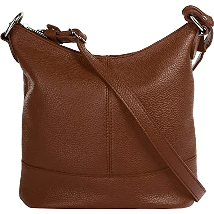 Cluty Umhängetasche, echt Leder, Made in Italy, 100% Rindleder, höhenverstellbarer Schultergurt 55-105 cm, schwarz – Bild 1