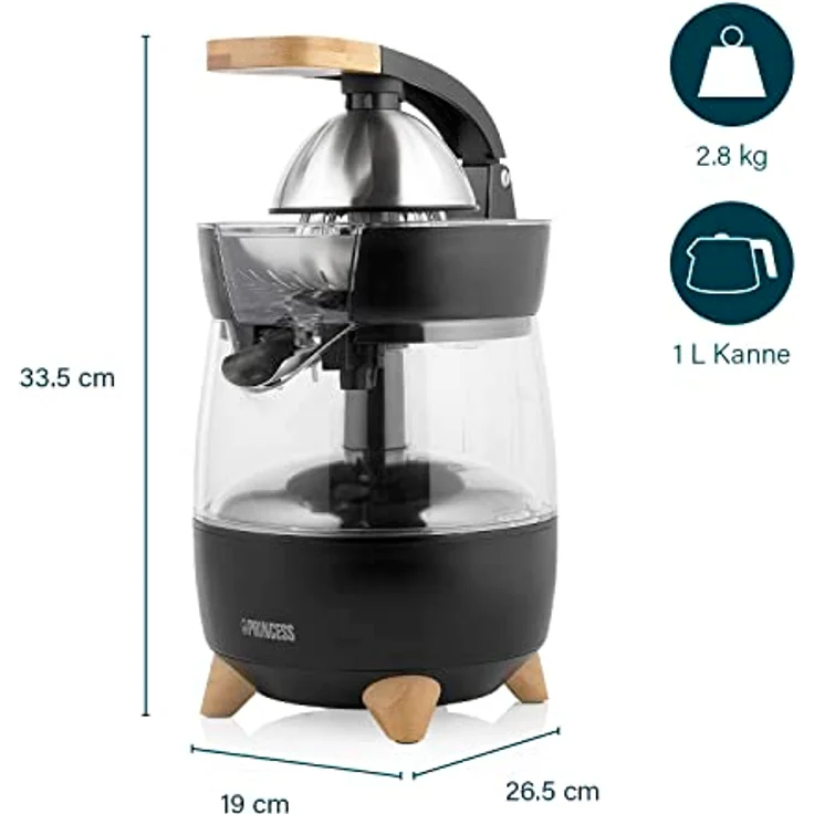 Princess S0Q2Y0SBP2 Pur Zitruspresse, 300W, BPA-frei, 1 Liter, zerlegbar, schwarz (matt) – Bild 3