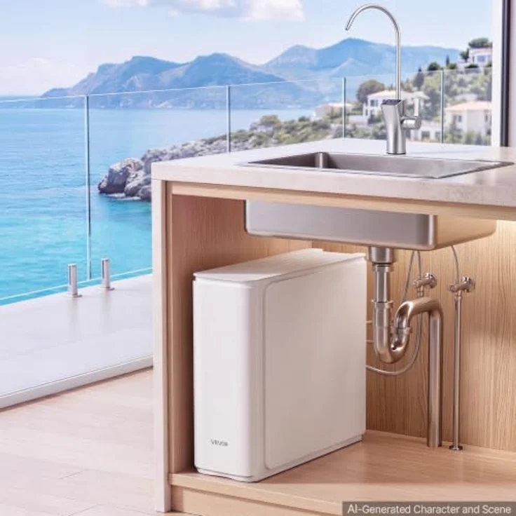 VEVOR Umkehrosmoseanlage Untertisch 800 GPD, 8-stufiger Wasserfilter mit Edelstahlhahn und TDS-Anzeige, 2:1 Reinwasser zu Abwasser, pH 7,5–8,5, einfacher Filterwechsel, CE – Bild 10