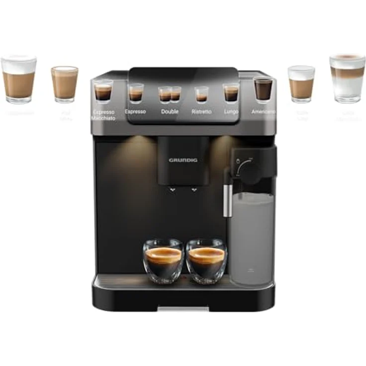 Grundig Kaffeevollautomat KVA 7230, Dark-Inox Design, maximal 19 Bar Pumpendruck, Kegelmahlwerk mit fünf Mahlgraden – Bild 3