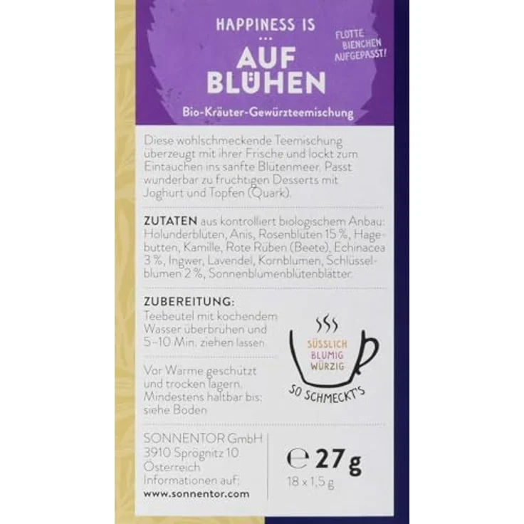 SONNENTOR Aufblühen Tee Bio, Kräutertee mit Kamille, Echinacea & Lavendel, 30,60 g – Bild 3