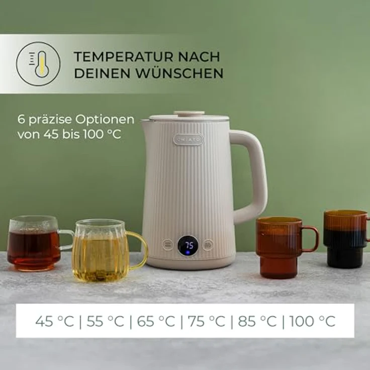 CHiATO heatPLAY Groove, Wasserkocher mit 1,7 Litern, smartem Temperaturdisplay und Warmhaltefunktion – Bild 3