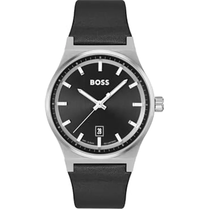 HUGO BOSS Analog Quarzuhr für Herren Kollektion Candor mit Schwarzes Lederarmband - 1514075