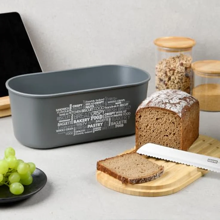 KESPER for kitchen & home Brotkasten, Kunststoff, Bambus, 1-tlg, mit Deckel als Schneidbrett – Bild 3