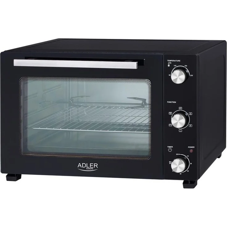Adler Minibackofen AD 6026, Elektrobackofen, 48L, Umluft, Timer, Drehspieß, schwarz