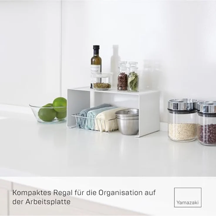 Yamazaki Küchenregal Tower, stapelbarer Küchen Organizer mit zusätzlichem Stauraum, Weiss – Bild 2