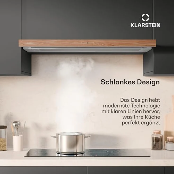 Klarstein ZenFusion Dunstabzugshaube Unterbau, 90cm mit Teleskopabzug, 400m³/h, Energieeffizienzklasse A, Touch-Bedienung, LED-Beleuchtung, Fett- und Aktivkohlefilter, Weiß – Bild 2