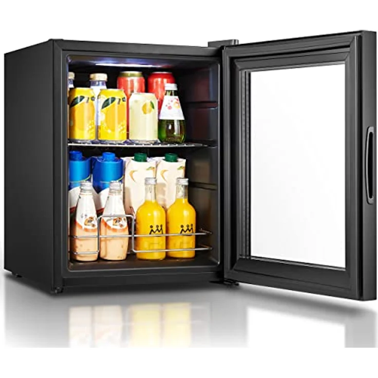 Heinrich´s HEINRICHS Mini Kühlschrank mit Glastür, leise 40dB, LED-Beleuchtung, 42 Liter, 5-18°C, schwarz – Bild 2
