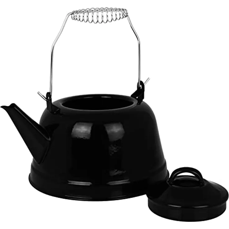 Campingkessel mit Henkel 2,4L schwarz Wasserkessel Teekessel Kaffeekessel Wasserkocher