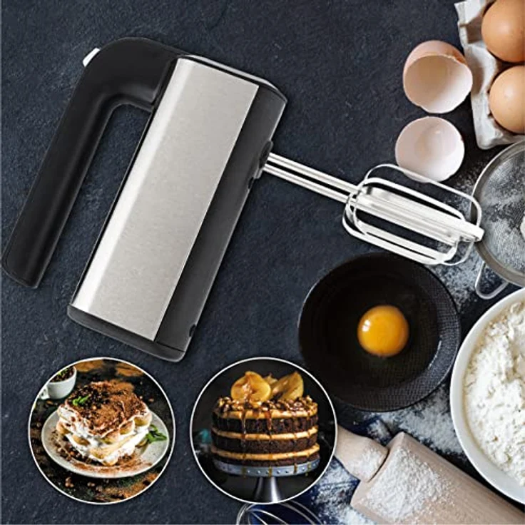 ADLER AD 4225 INOX Handmixer, 800 W, Küchenmaschine, Mixer mit 3 Funktionen, Handrührgerät, Handrührer, schwarz/silber, Küchenmixer – Bild 2