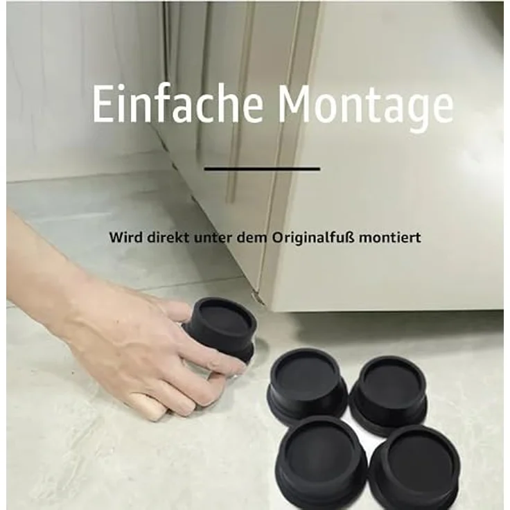 Michelino Waschmaschinen Anti-Vibrations-Pads, 4er Set, dunkelgrau, rutschfest und vibrationsdämpfend – Bild 3