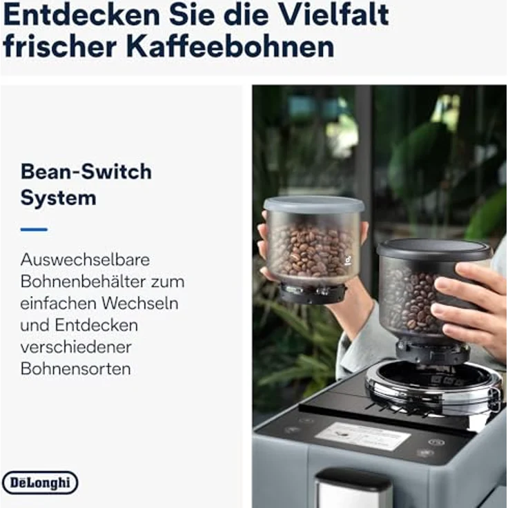De'Longhi Rivelia EXAM440.55.G Kaffeemaschine mit LatteCrema Hot, automatischer Milchaufschäumer, kompakte Größe, 16 Rezepte, Farb-Touchscreen, Grau – Bild 4