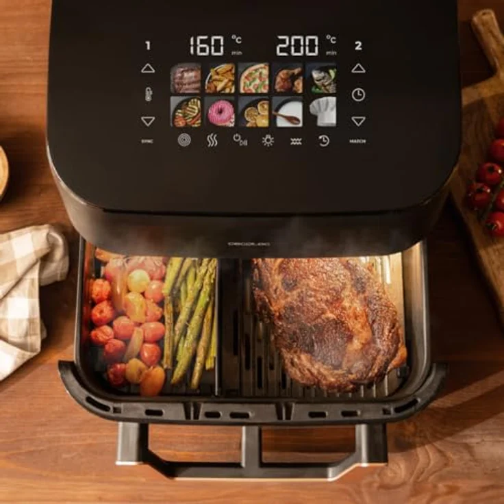 Cecotec Cecofry&Grill Smokin' 11000, Heißluftfritteuse ohne Öl mit 11 L Fassungsvermögen und Grillfunktion für Fleisch und Pizza – Bild 4