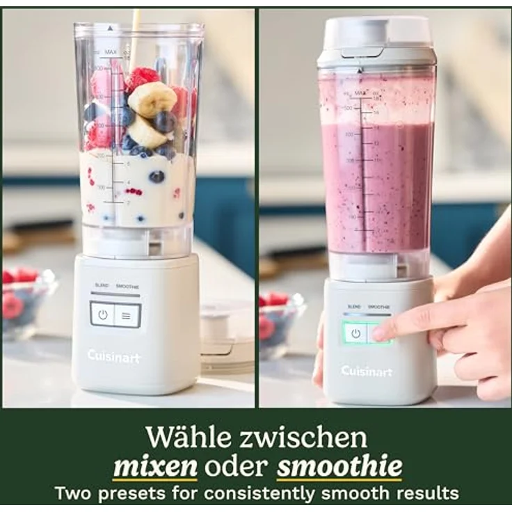 Cuisinart Blast&GO To-Go Blender PBL100E, tragbarer Standmixer mit 20.000 U/min, 500 ml BPA-freiem Becher, weiss – Bild 7
