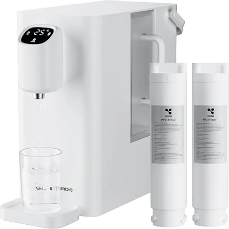 SUSGREENABLE Wasserfilter Umkehrosmoseanlage, 4-in-1 Filter mit 3:1 Rein zu Abfluss und installationsfreier Sofortheizung, SGIWDR04-W – Bild 1