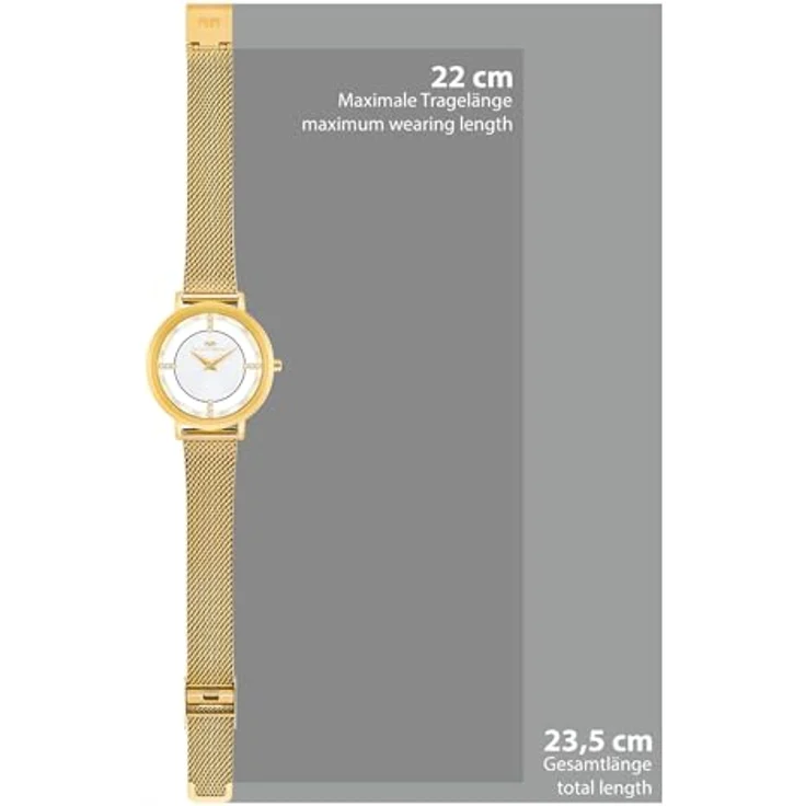 Rhodenwald & Söhne Damen Uhr 10010419, Analog mit Japan Quarzwerk, gelbgold Edelstahlarmband und Kristallverzierung, spritzwassergeschützt – Bild 2