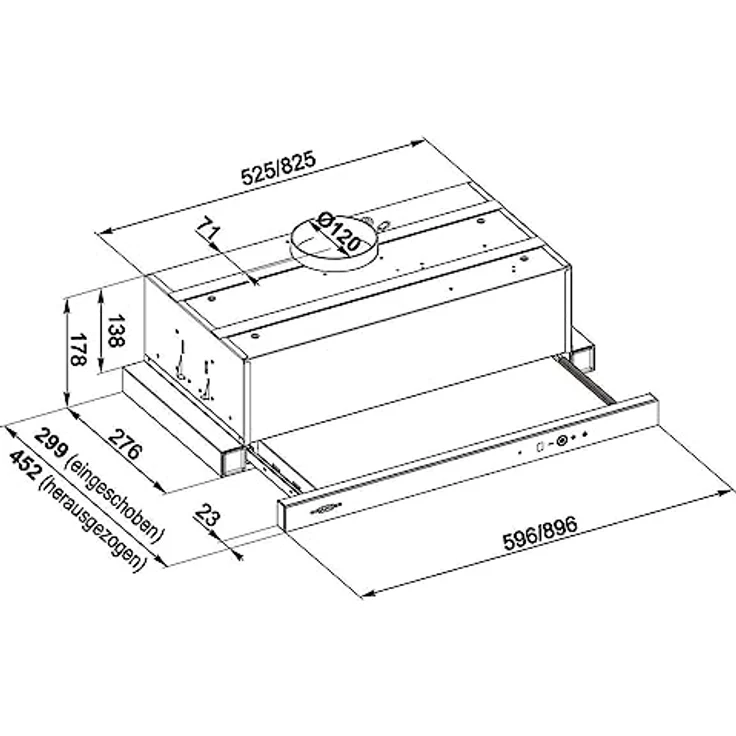 Oranier Schublüfter 5 TC-90, Dunstabzugshaube mit Touch-Control, max. 334 m³/h, Schwarzglas – Bild 5