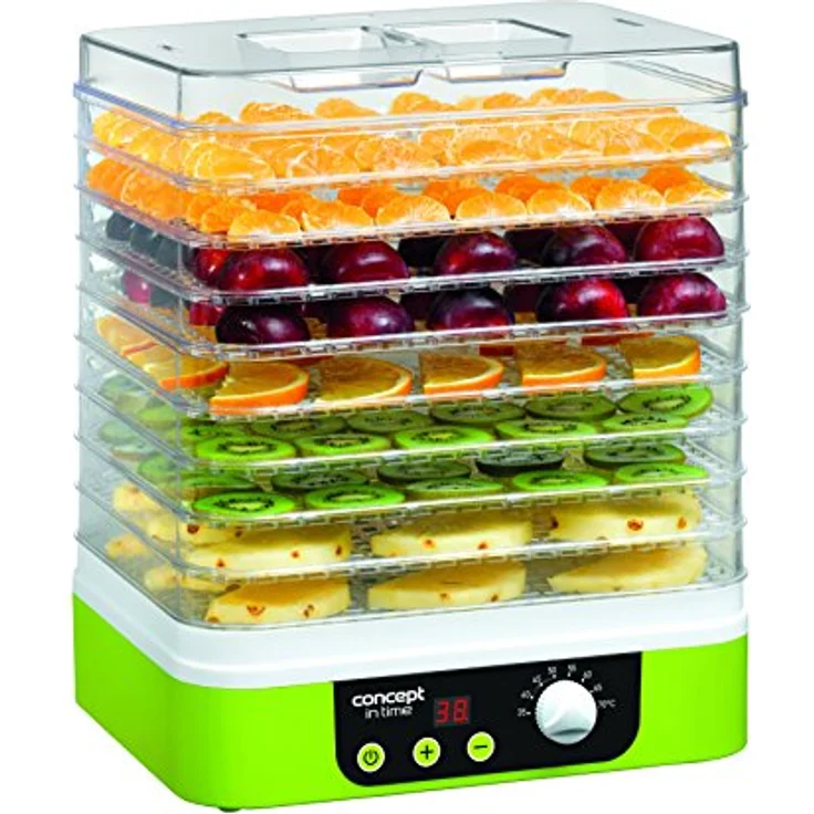 CONPT Hausgeräte SO1060 Dörrgerät IN TIME mit Zeitschaltuhr, 9 rechteckige Einlegeböden, grün, Display, stufenlose Temperatur-Einstellung 35-70°C – Bild 4