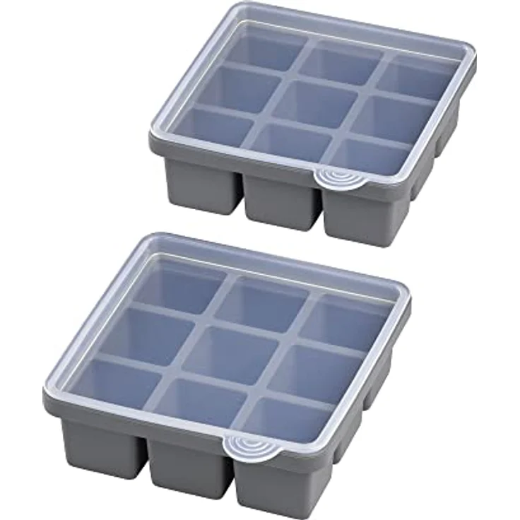 APS Eiswürfelform inklusive transparentem Deckel, für 9 Eiswürfel, Eiswürfelgröße 4 x 4 x 4 cm, Silikon – Bild 1