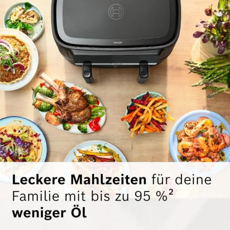 Bosch Heißluftfritteuse Serie 4, Doppelkammer, 9L (2 * 4,5L), Airfryer Dual mit 6 Programmen, PFAS-frei – Bild 6