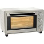 HOMCOM Mini Backofen 21L Pizza-Ofen, Miniofen mit 1h Timer, Ofenrost, 100-230 ℃, Metall, Creme