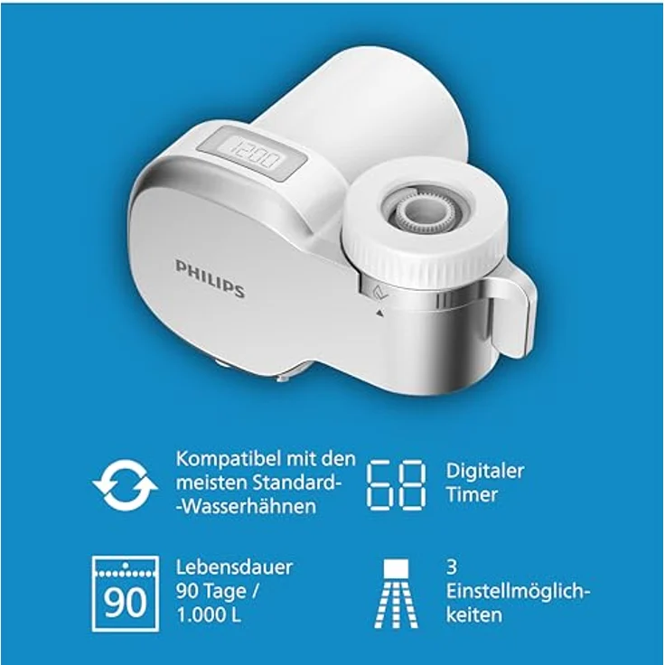 PHILIPS Wasserhahnfilter Wasserfilter AWP3705P3/10 Leitungswasser Filter, Weiss – Bild 2