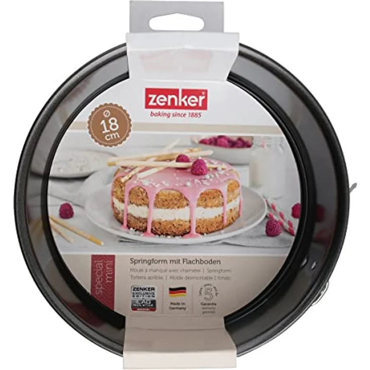 Zenker Springform Ø 18 cm SPECIAL - MINI, kleine Backform mit Flachboden aus Stahlblech, runde Kuchenform mit Antihaftbeschichtung (Farbe: Schwarz), Menge: 1 Stück – Bild 4