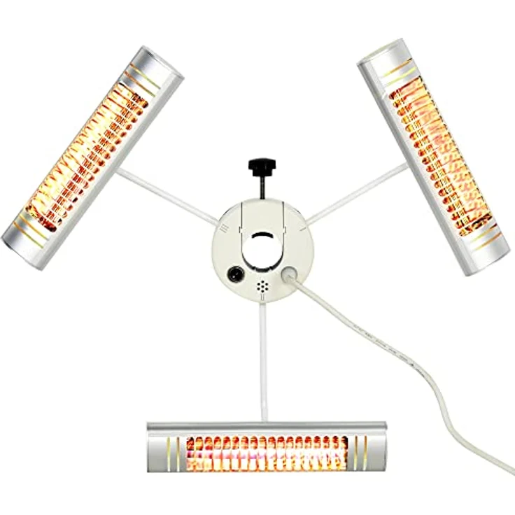 Outsunny Infrarot Heizstrahler mit drei 1000 W Heizköpfen Elektrische Heizstrahler mit Fernbedienung für Sonnenschirm Zelt Alu, CO2-frei und energieeffizient, 87 x 75 x 22 cm – Bild 1