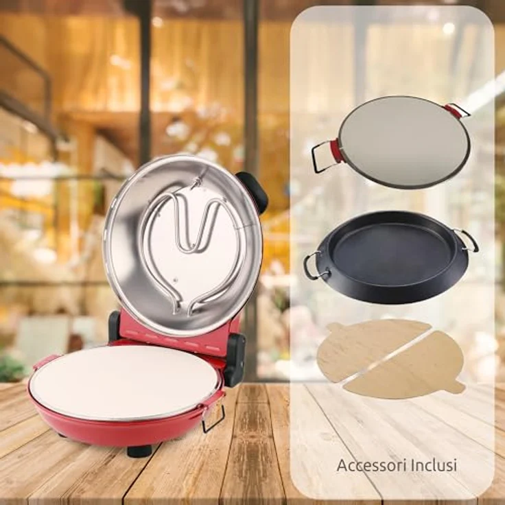 Melchioni Family BELLA Napoli Plus, Minibackofen mit 400 °C Maximaltemperatur, Ø 31 cm Schamottstein, für Pizza und Flammkuchen – Bild 4