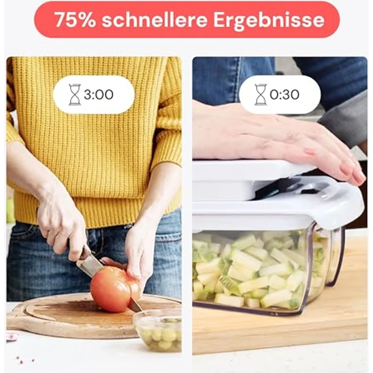 Fullstar Gemüseschneider 8-in-1 PRO, Mandoline & Julienne-Würfelschneider aus rostfreiem Edelstahl, Weiß – Bild 3