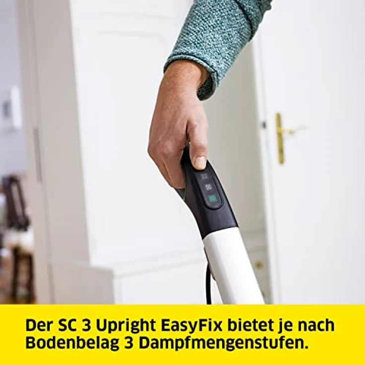Kärcher Dampfmopp SC 3 Upright EasyFix 1.513-300.0 (Flächenleistung je Tankfüllung ca. 60m², 3-stufige Dampfmengenregulierung, Düsengelenk, Mikrofaser-Bodentuch Klett) – Bild 4